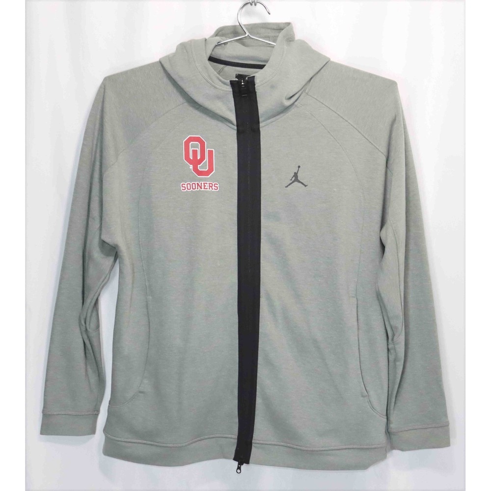 NWT Slim Fit Jordan Oklahoma Sooners Gray Full Zip Hoodie Mens Size XXL Slim